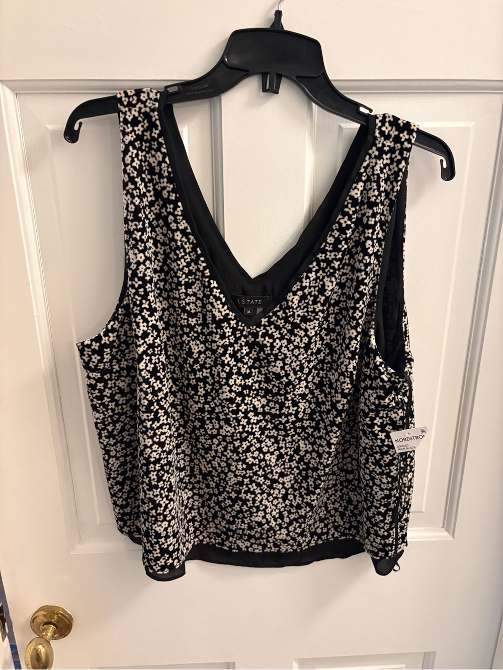 1. State Black and White Floral V-Neck Camisole